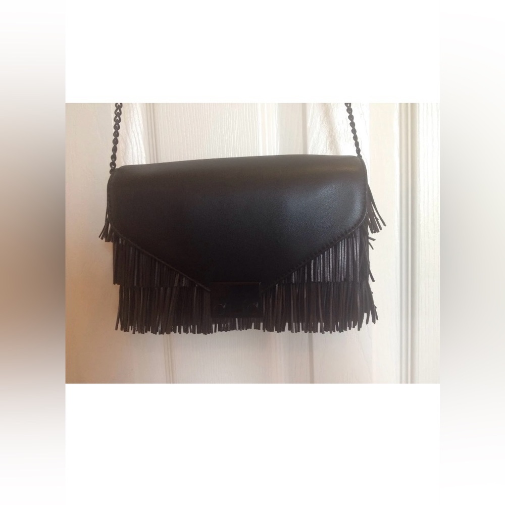 Pre-Loved Loeffler Randall Leather Fringe Crossbody Bag in Black! - Picture 2 of 8